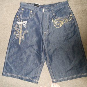 Men's Coogi Dark Blue Denim Jean Shorts W/Sword NWT